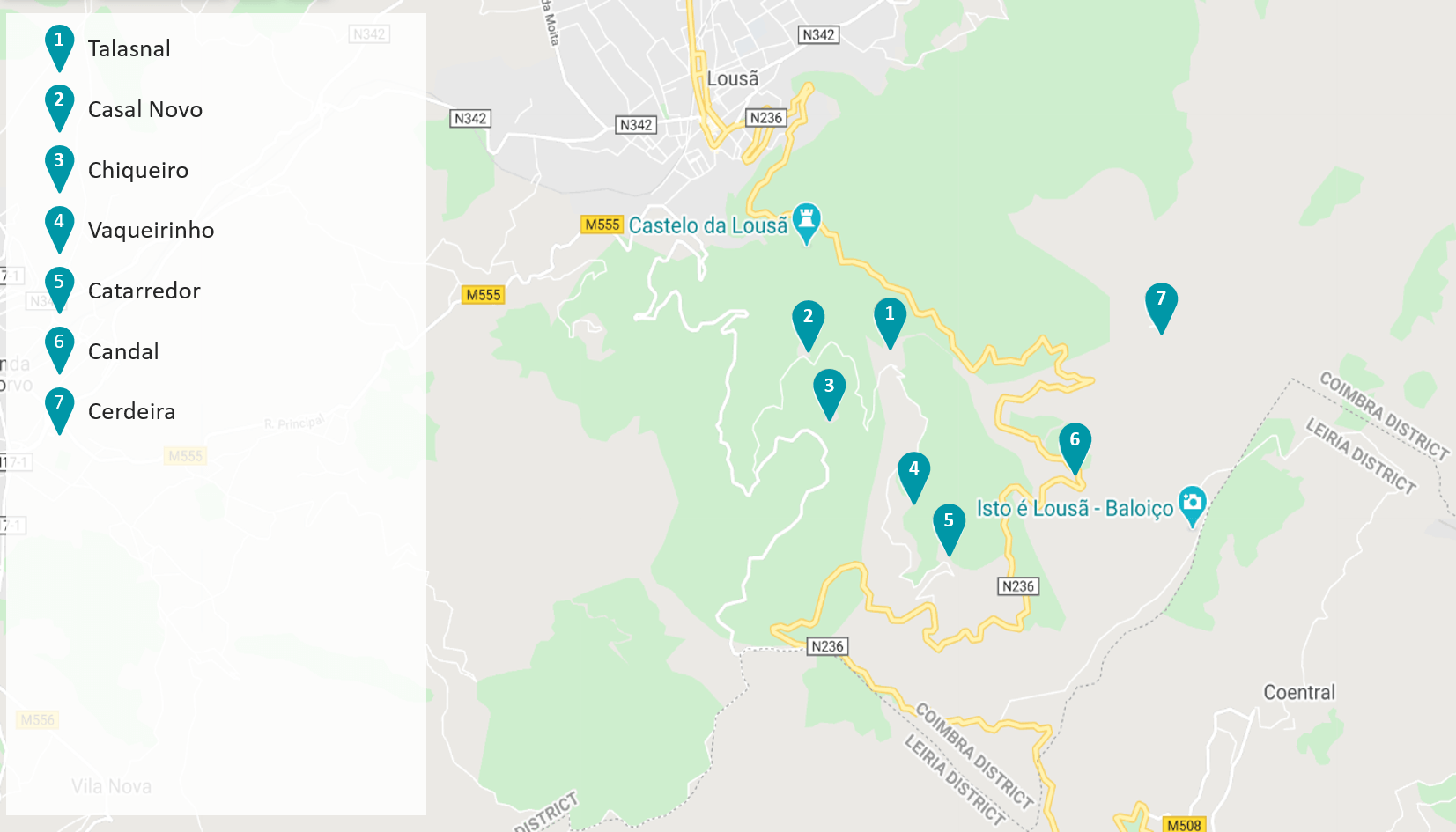 Aldeias do Xisto Lousã O que visitar Mapa