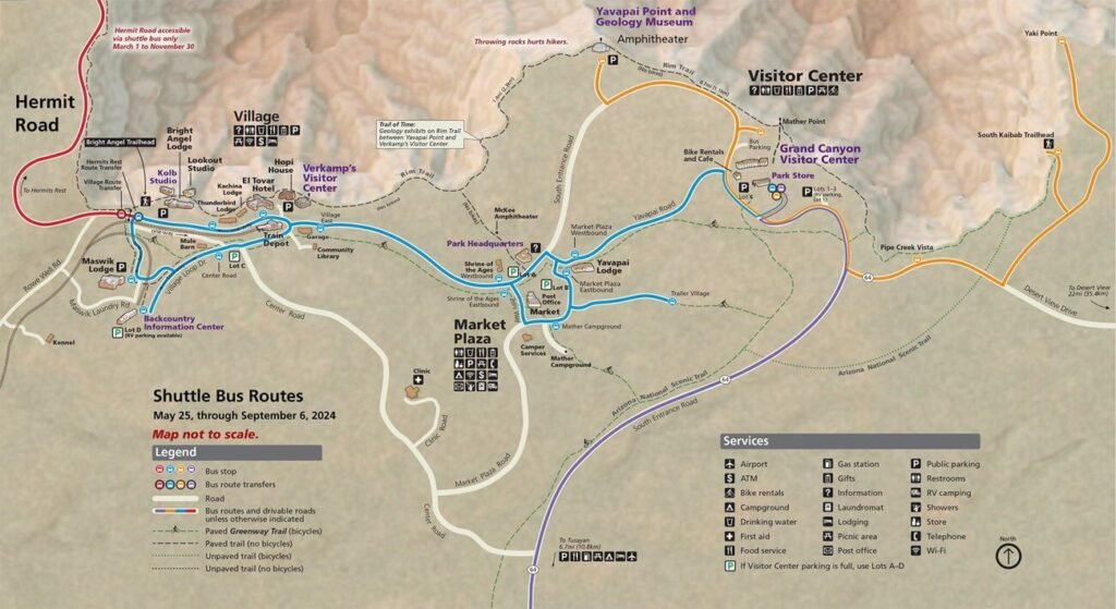 Mapa dos Shuttles Grand Canyon