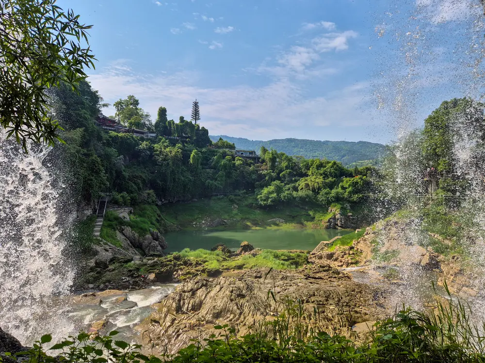 View from the waterfall in Furong Ancient Town