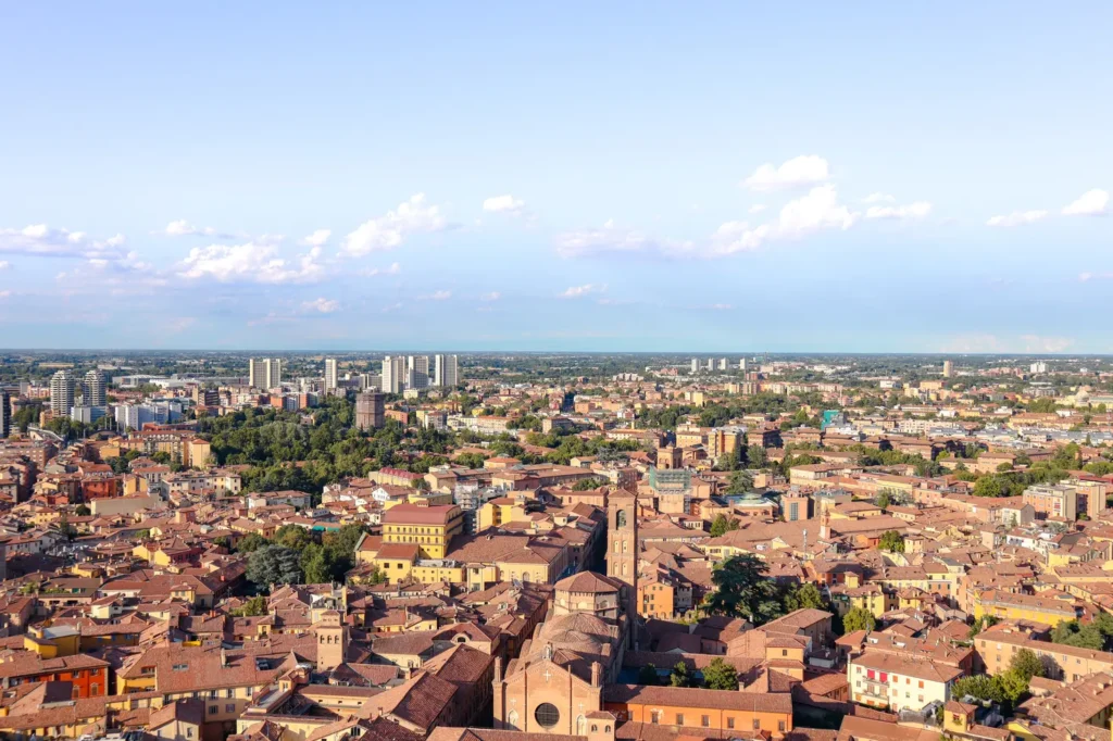 21 beautiful places to visit in Northern Italy that will steal your heart 25 Expansive view over Bologna where medieval rooftops meet modern high-rises, reflecting its status as one of the best cities in Northern Italy for culture and innovation.
