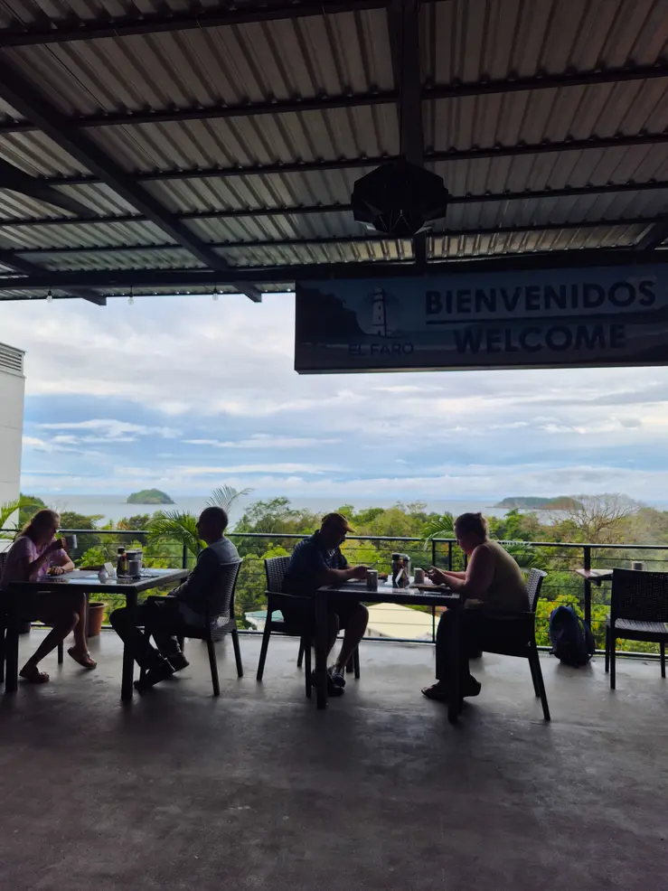 How to spend 2 days in Manuel Antonio: simple and practical guide 10 Travelers enjoy an open-air meal with sweeping ocean views at El Faro in Manuel Antonio.