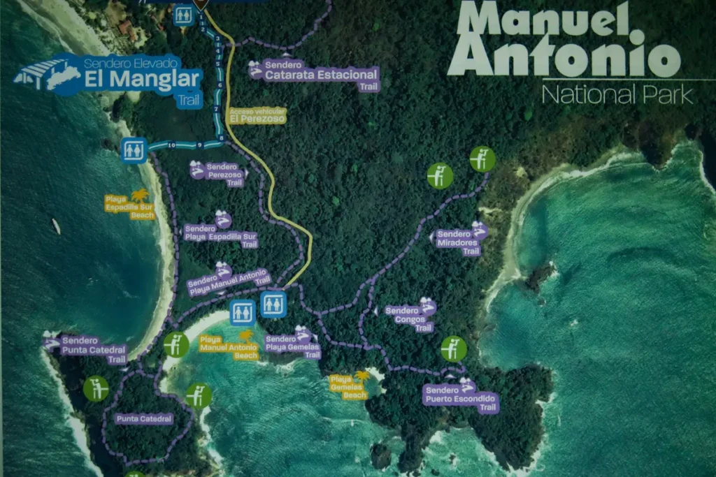 O guia completo do Parque Nacional Manuel Antonio para quem o visita pela primeira vez 37 Mapa do Parque Nacional Manuel Antonio